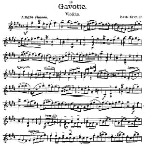 小提琴谱 | Gavotte 加沃特舞曲 Bach Kreisler 巴赫 克莱斯勒