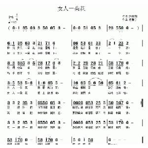 女人一朵花_通俗唱法乐谱_词曲:路庆国 南梆子