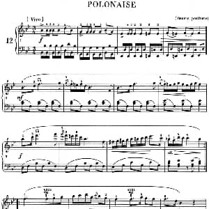 肖邦 波兰舞曲 Op.posth.P.1 No.1 降B大调 钢琴谱 肖邦