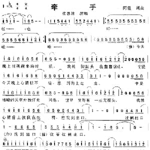 牵手_通俗唱法乐谱_词曲:阿怪 阿怪