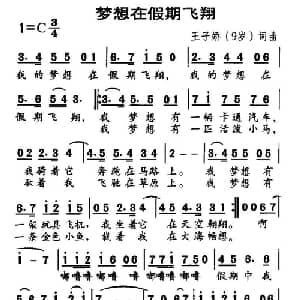 梦想在假期飞翔_儿歌乐谱_词曲:王子娇 王子娇