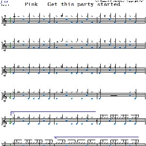 Pink Get this party started 爵士鼓谱