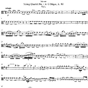 小提琴谱 | Mozart String Quartet No.1 in G Major,K.80 Viola分谱