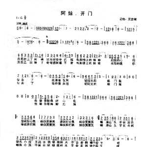阿妹开门_歌谱投稿_词曲:吴金敏 吴金敏
