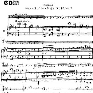 小提琴谱 | Violin Sonata No.2 in A Major Op.12 No.2 小提琴 钢琴伴奏