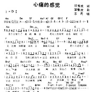 心痛的感觉_通俗唱法乐谱_词曲:邰肇玫 邰肇玫