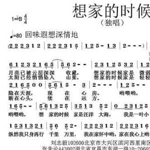 想家的时候_民歌简谱_词曲:刘志毅 张朱论