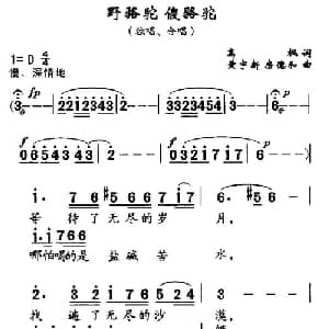 野骆驼 傻骆驼_合唱歌谱_词曲:高枫 黄宇新 等