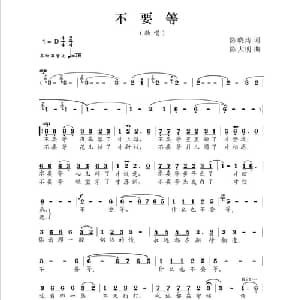 不要等_通俗唱法乐谱_词曲:陈晓涛 陈大明