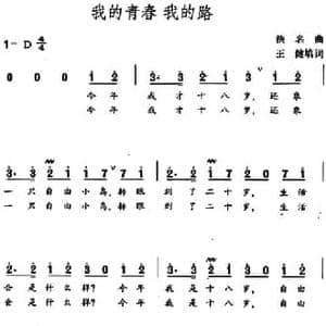 我的青春我的路_民歌简谱_词曲:王健填词 佚名