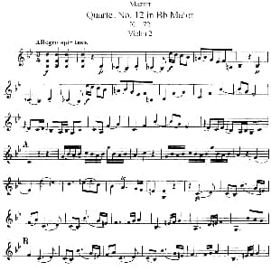 小提琴谱 | Mozart Quartet No.12 in Bb Major,K.172 Violin 2分谱