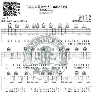 再见只是陌生人 吉他谱C调入门版 高音教编配 猴哥吉他教学_歌谱投稿
