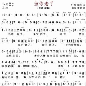 当你老了_歌谱投稿_词曲:叶枝 赵照 赵照 李健