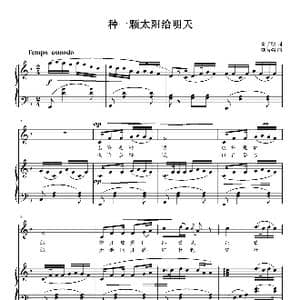 种一颗太阳给明天_歌曲简谱_词曲:雷子民 刘智强