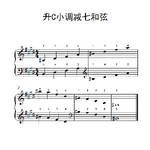 升C小调减七和弦 钢琴谱