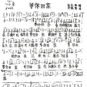 等你回家_歌谱投稿_词曲:白立平 乔建军