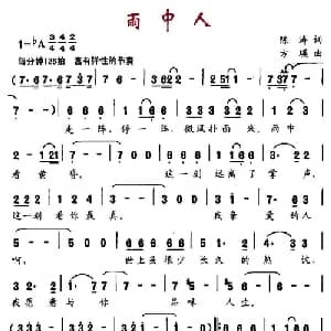 雨中人_通俗唱法乐谱_词曲:陈涛 方瑛