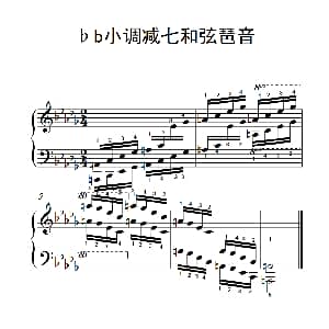第八级22.♭b小调减七和弦琶音 钢琴谱