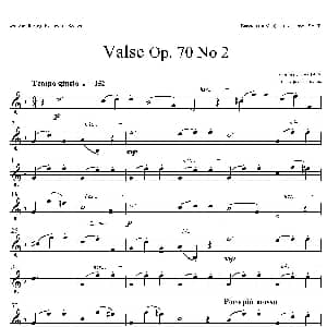 萨克斯谱 | f小调圆舞曲 Op.70 No.2 四重奏上低音萨克斯分谱 肖邦