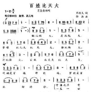 百姓比天大_民歌简谱_词曲:石顺义 徐湘