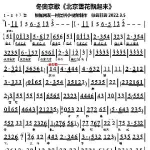 北京雪花飘起来!_歌谱投稿_词曲:刘侗/崔晓菊 乔欣/东南