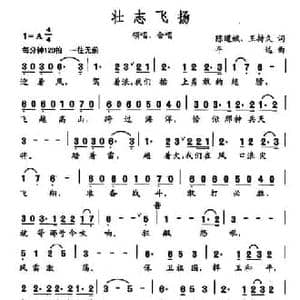 壮志飞扬_民歌简谱_词曲:陈道斌 王持久 平远