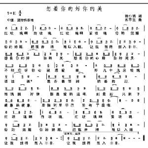 想着你的好你的美_通俗唱法乐谱_词曲:徐小帆 苏平生