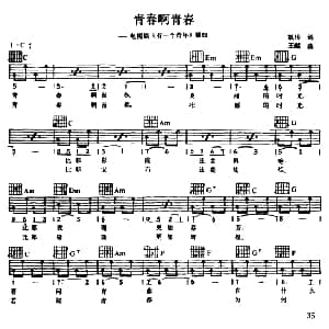 青春啊青春 吉他谱 凯传 王酩