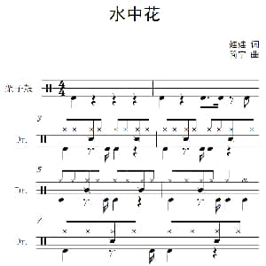 水中花 架子鼓谱 娃娃 简宁