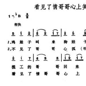 看见了情哥哥心上笑_民歌简谱_词曲: 山西兴县民歌