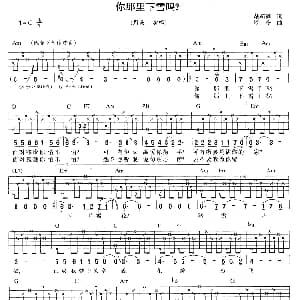你那里下雪了吗 吉他谱 周亮 胡新海 颂今