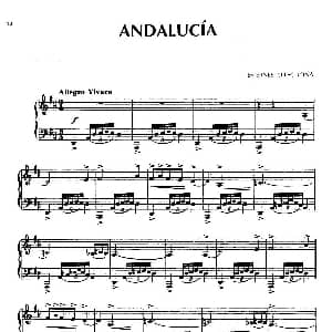 安达卢希亚组曲 Andalucia 钢琴谱 恩纳斯托 莱库纳