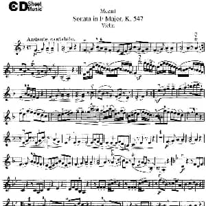 小提琴谱 | Violin Sonata in F Major K.547