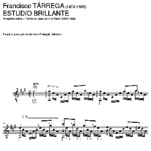 ESTUDIO BRILLANTE Arreglado sobre un tema de Jean Delphin Alard 吉他谱 弗朗西斯科 泰雷加 Francisco Tarrega 1852 1909