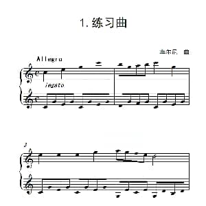 第一级A组 练习曲 钢琴谱 车尔尼