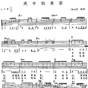 民族吉他弹唱 风中的承诺 吉他谱 李翊君