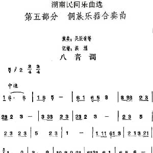 八音调 湖南民间乐曲选 洪滔记谱