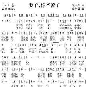 妻子,你辛苦了_民歌简谱_词曲:龙远开 董积福
