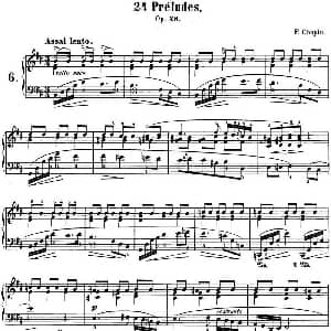 肖邦 24首钢琴前奏曲 Op.28 No.6 B小调 钢琴谱 肖邦