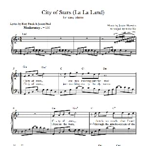 City of Stars 钢琴谱 JustinHurwitz