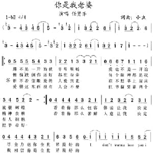 你是我老婆_通俗唱法乐谱_词曲:小虫 小虫