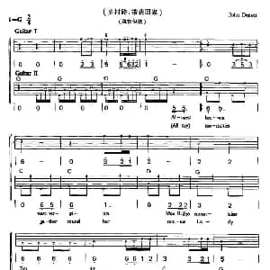 乡村路 带我回家 吉他谱 John Denver