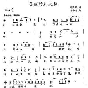 美丽的加来拉_民歌简谱_词曲:郝久新 陈剑雄