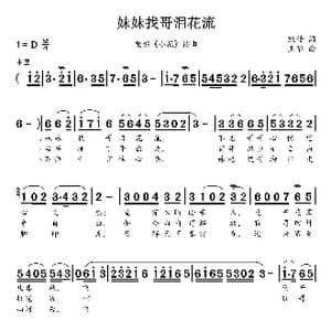 妹妹找哥泪花流_歌谱投稿_词曲:凯传 王酩