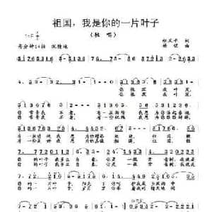 祖国,我是你的一片叶子_民歌简谱_词曲:胡风华 杨铭
