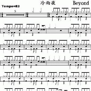 Beyond 冷雨夜 爵士鼓谱