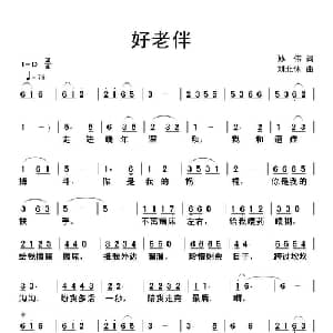 好老伴_通俗唱法乐谱_词曲:孙伟 刘北休