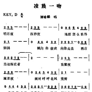 凌晨一吻_通俗唱法乐谱_词曲:卢永强 山本英美