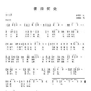 情归何处_歌曲简谱_词曲:诗耕 吕桂田 张瑞峰