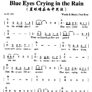 Blue Eyes Crying in the Rain_外国歌谱